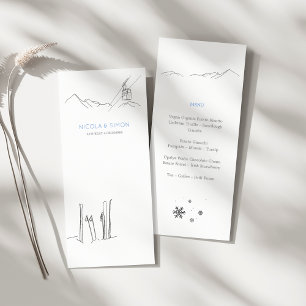 Snow Covered Mountain Peaks Skis Soft Snowflakes Menu