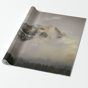 SNOW COVERED MOUNTAIN UNDER CLOUDY SKY DURING DAYT WRAPPING PAPER