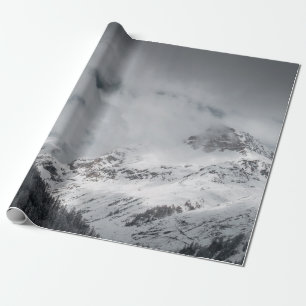 SNOW COVERED MOUNTAIN UNDER CLOUDY SKY DURING DAYT WRAPPING PAPER