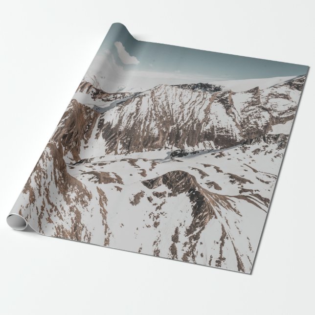 SNOW COVERED MOUNTAIN UNDER WHITE CLOUDS DURING DA WRAPPING PAPER (Unrolled)