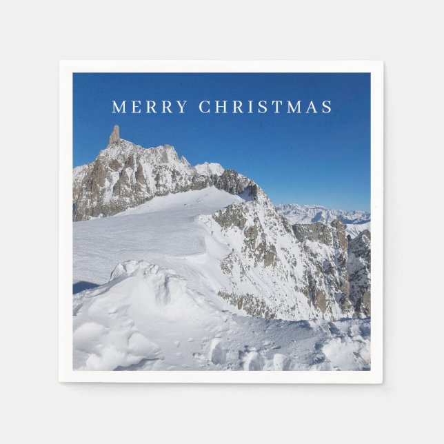 Snow covered mountain view napkins (Front)