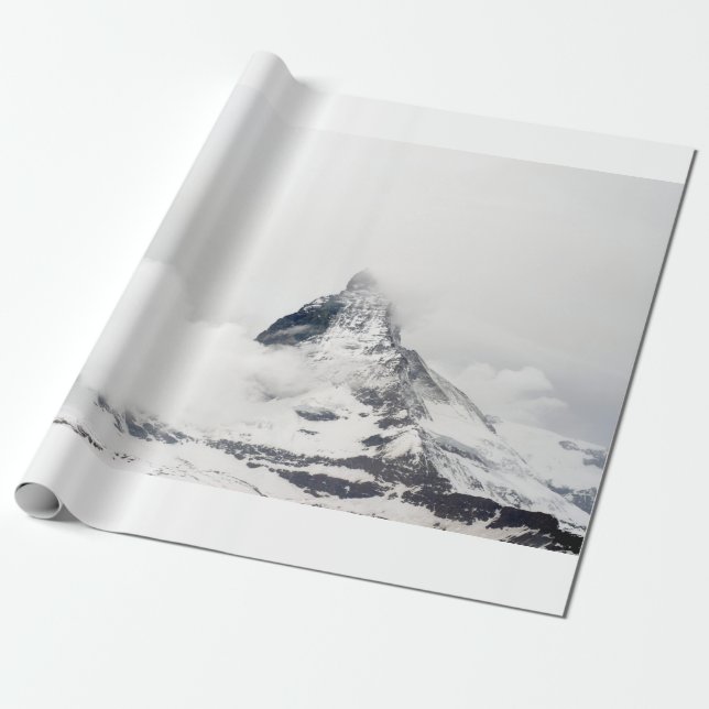 SNOW COVERED MOUNTAIN WRAPPING PAPER (Unrolled)