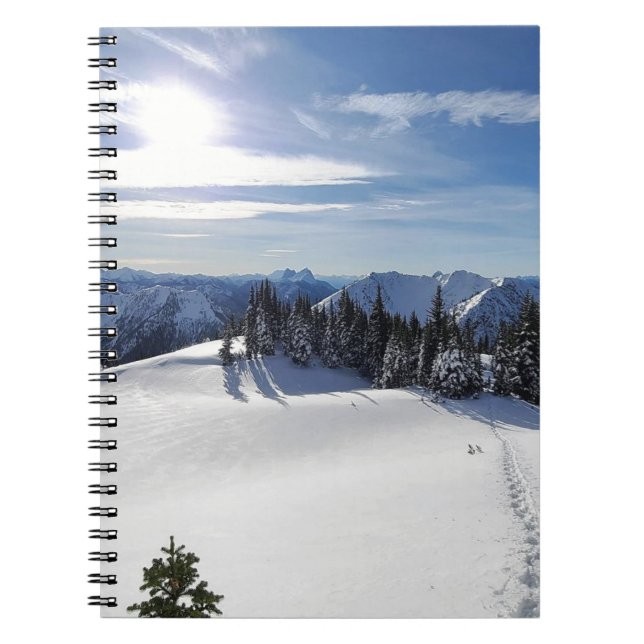 Snow Covered Mountains and Evergreens Notebook (Front)