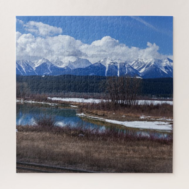 Snow Covered Mountains At Columbia River Canada Jigsaw Puzzle (Vertical)