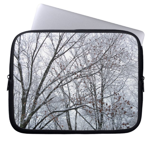 Snow-covered Oak Tree Laptop Sleeve (Front)