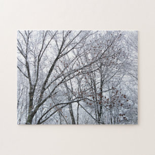 Snow-covered Oak Tree Winter Photo Jigsaw Puzzle