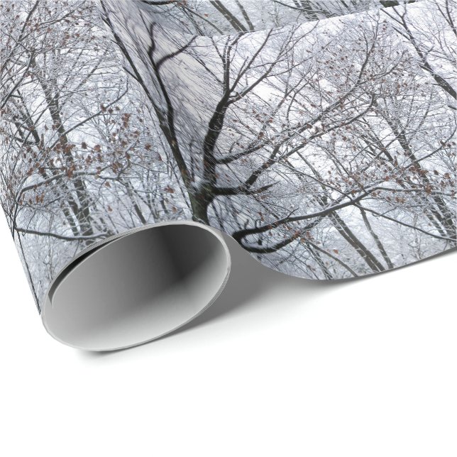 Snow-covered Oak Tree Wrapping Paper (Roll Corner)