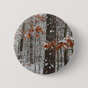 Snow Covered Oak Trees Winter Nature Photography 6 Cm Round Badge