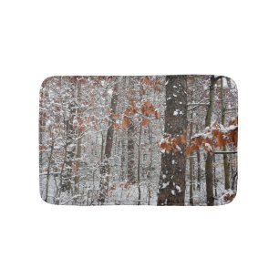Snow Covered Oak Trees Winter Nature Photography Bath Mat