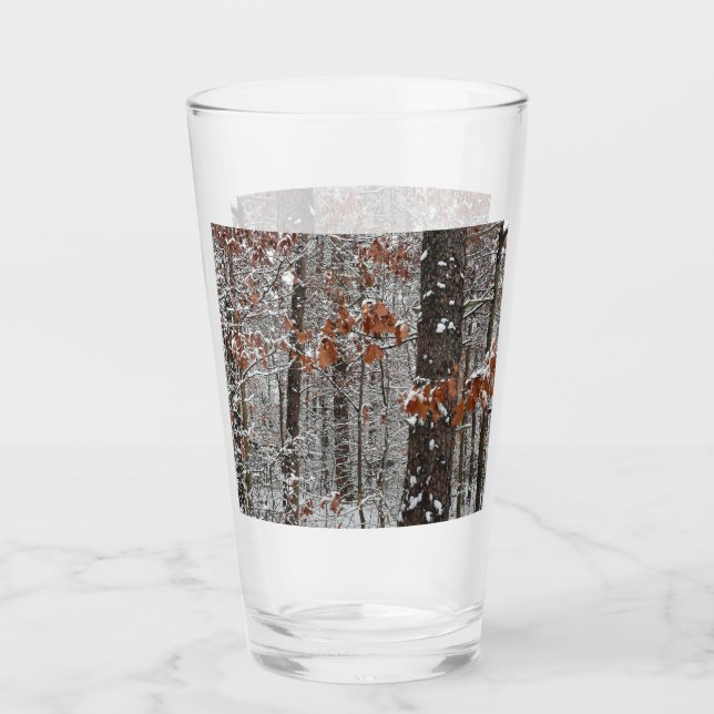 Snow Covered Oak Trees Winter Nature Photography Glass (Front)