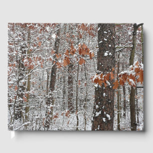 Snow Covered Oak Trees Winter Nature Photography Guest Book