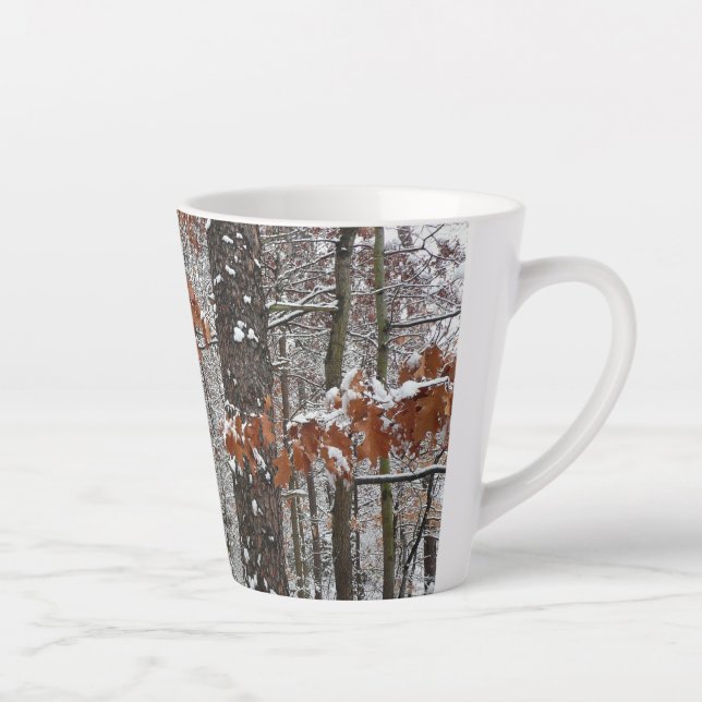 Snow Covered Oak Trees Winter Nature Photography Latte Mug (Right)