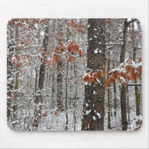 Snow Covered Oak Trees Winter Nature Photography Mouse Mat