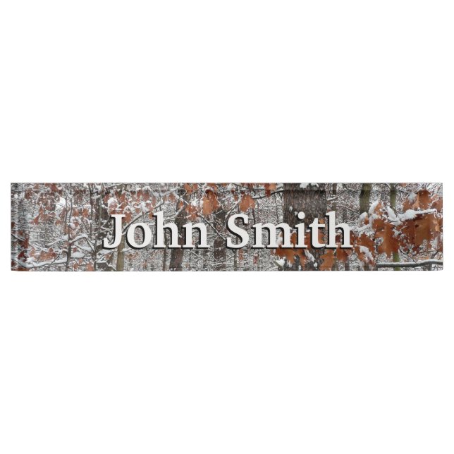 Snow Covered Oak Trees Winter Nature Photography Nameplate (Front)
