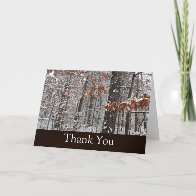 Snow Covered Oak Trees Winter Nature Photography Thank You Card (Front)