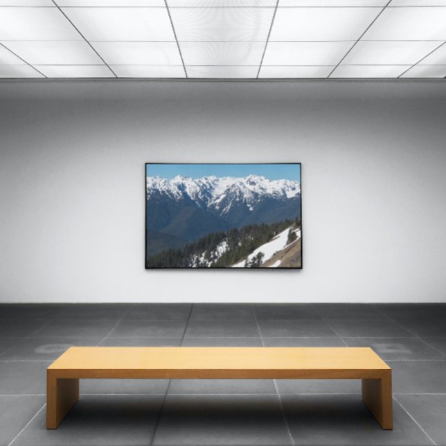 Snow Covered Olympic Mountains Photo Print (In Situ Framed)