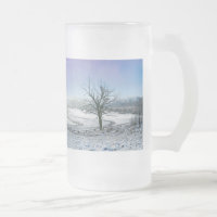 Snow Covered Ozark Hills Frosted Glass Beer Mug