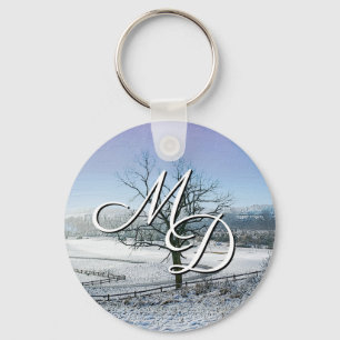 Snow Covered Ozark Hills Keychain