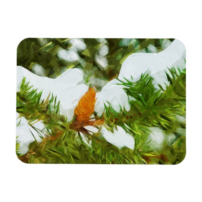 Snow covered Pine Abstract Impressionism Magnet (Horizontal)