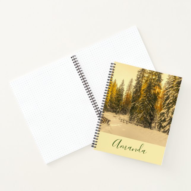 Snow Covered Pine Trees Forest Nature Photo Notebook (Inside)
