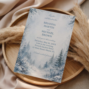 Snow Covered Pines Blue Save The Date