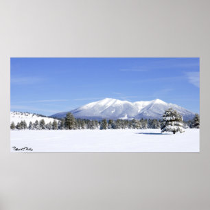 Snow Covered Prairie & San Francisco Peaks Arizona Poster