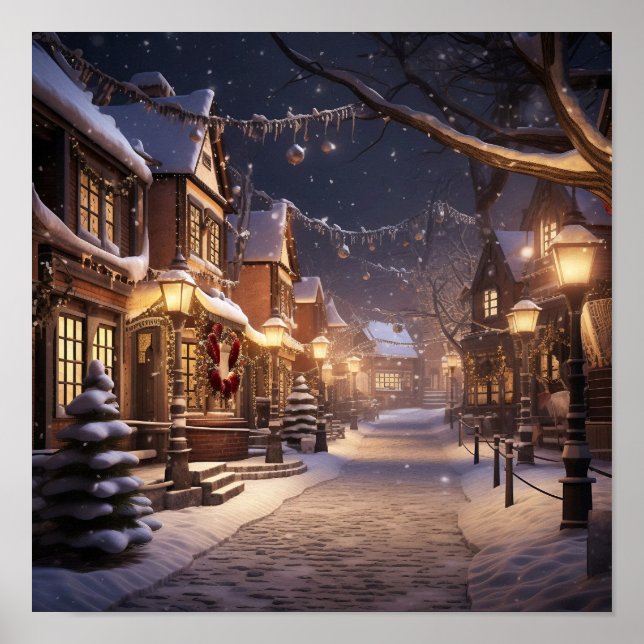 Snow Covered Quite Town  Poster (Front)