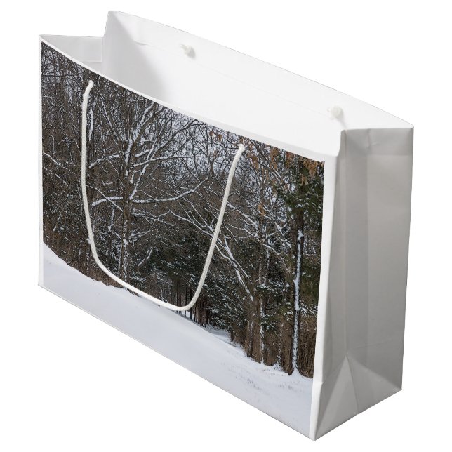 Snow Covered Road Painterly Large Gift Bag (Front Angled)