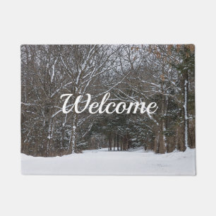 Snow Covered Road Painterly Welcome Doormat