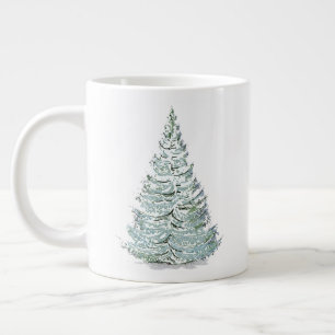 Snow Covered Spruce Tree Illustration Large Coffee Mug