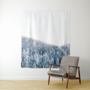 Snow covered spruce winter forest tapestry