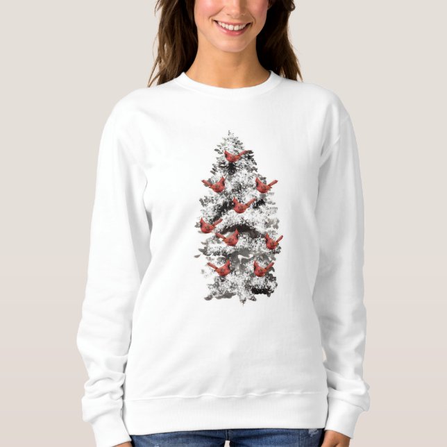 Snow Covered Tree and Cardinals Sweatshirt (Front)