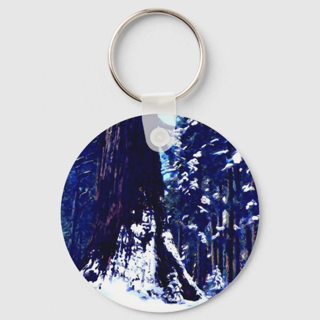 Snow Covered Tree Key Ring (Front)