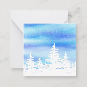 Snow Covered Trees Blue Violet Watercolor Wash Card
