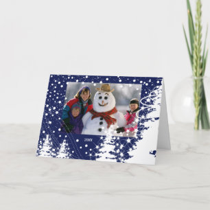 Snow Covered Trees Family Christmas Photo Card