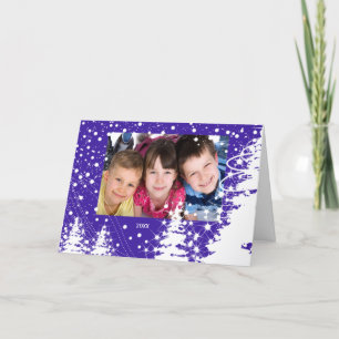 Snow Covered Trees Family Christmas Photo Card