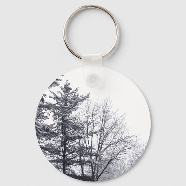Snow-covered Trees: Horizontal Key Ring (Front)