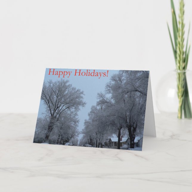 Snow Covered Trees in Las Vegas, New Mexico Holiday Card (Front)
