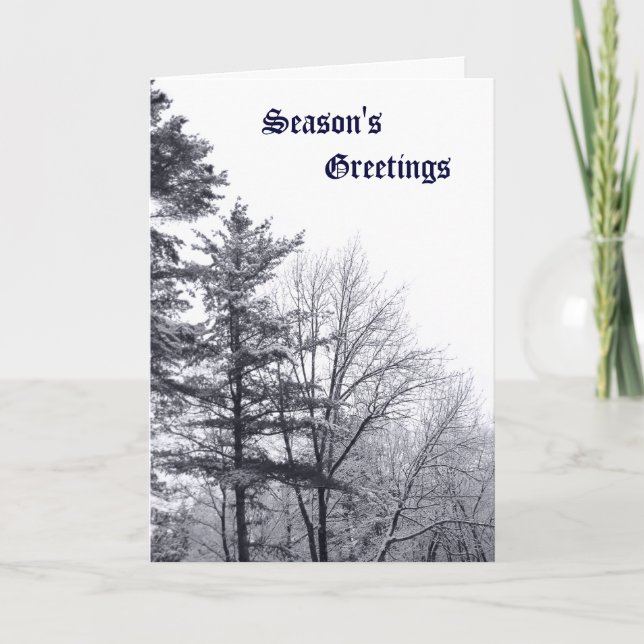 Snow-covered Trees: Vertical Holiday Card (Front)