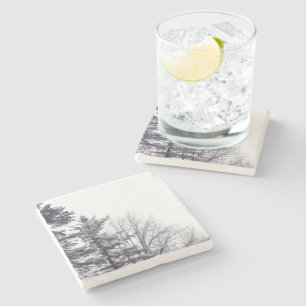 Snow-covered Trees: Vertical Stone Coaster