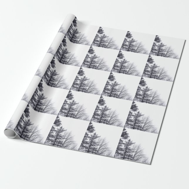 Snow-covered Trees: Vertical Wrapping Paper (Unrolled)