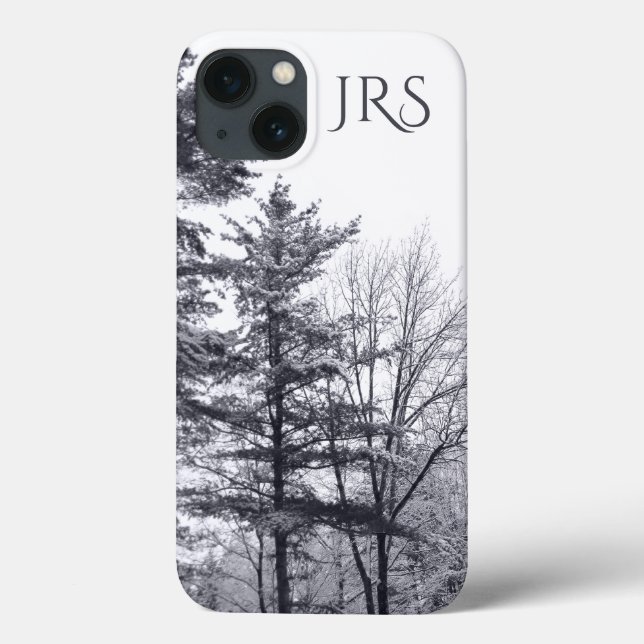 Snow-covered Trees with Monogram Case-Mate iPhone Case (Back)