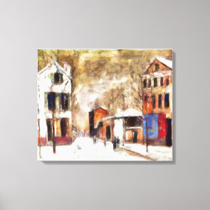 Snow-covered urban landscape canvas print