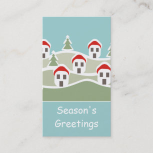 Snow Covered Village Gift Tag Business Card