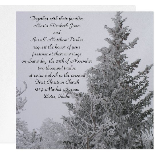 Snow Covered Winter Pine Wedding Card
