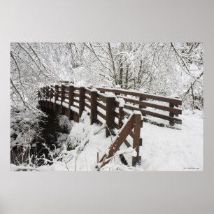 Snow Covered Wooden Bridge Poster
