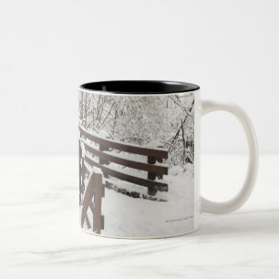 Snow Covered Wooden Bridge Two-Tone Coffee Mug