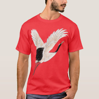 Snow Crane Big Bird Flying Shan Shui Graphic  T-Shirt