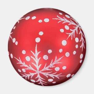 Snow-crystal red Christmas ball magnetic Magnet