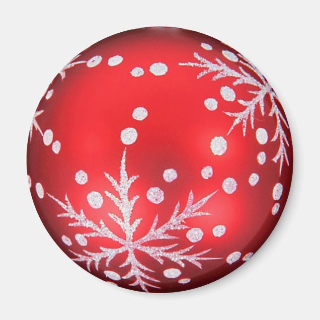 Snow-crystal red Christmas ball magnetic Magnet (Front)